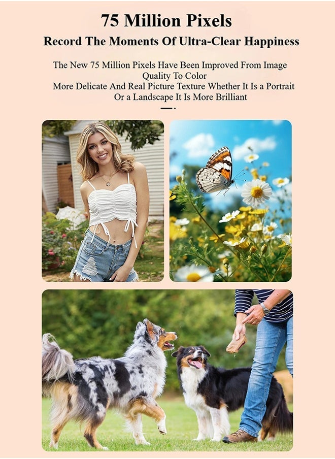 Generic 5K Ultra-High Digital Camera for Photography, 75MP Camera Digital for YouTube with 3" 180° Flip Screen, 18X Digital Zoom Point and Shoot Camara Vlogging Camera with 128GB Micro SD Card,Student Camera Birthday Gift  - Image 5