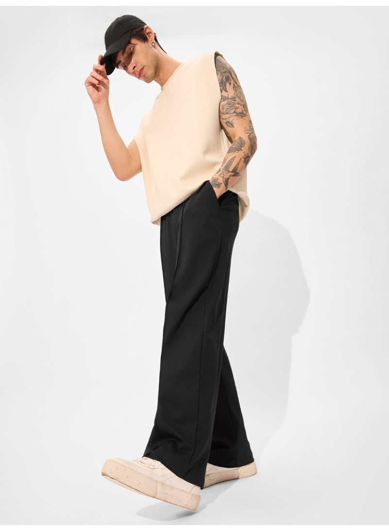 The Souled Store Men Jet Black Solid Baggy Fit Korean Joggers - Image 3