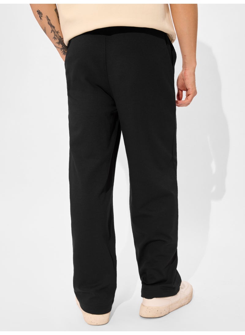The Souled Store Men Jet Black Solid Baggy Fit Korean Joggers - Image 4