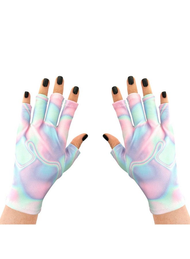 ManiGlovz The Original Upf 50+ Uv Light Protective Nail Gloves Gel Manicure Gloves And Anti Uv Fingerless Gloves For Women Can Be Used As Sun Protection Gloves For Driving Holographic Happiness - Image 1