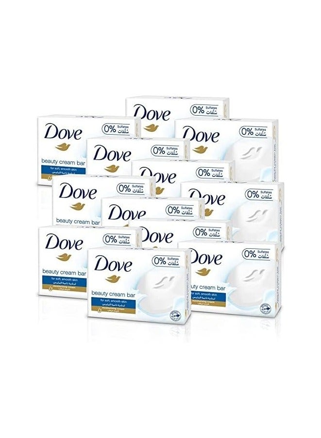 دوف حزمة صابون مرطب بيوتي كريم بوزن 75 جرام مكونة من 12 قطعة بلون أبيض