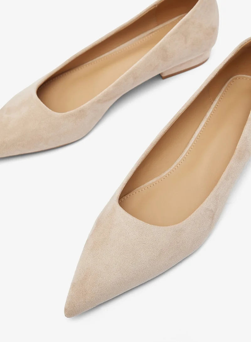 Ginger Suede Block Heel Ballet Flats