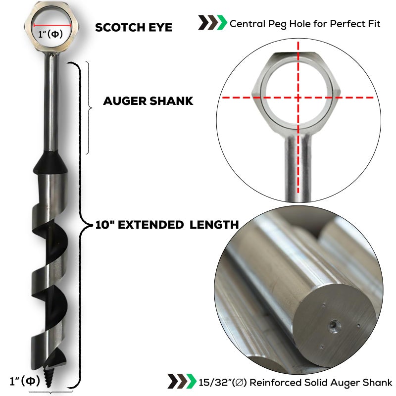 MinliGUY Hand Auger Wood Drill, Upgrade Welds Bushcraft Auger w/ Sharp Scottish Eye, Survival Tools for Bushcraft Projects/ Camping/Outdoors, 1*10inch Settlers Wrench & Folding Saw Kit, Bushcraft Gear - Image 3