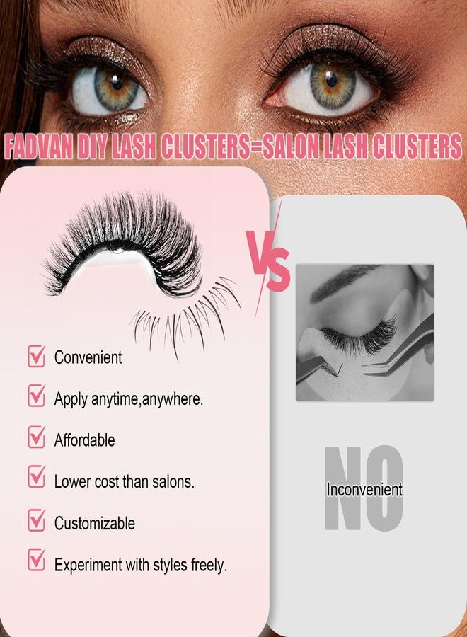 FADVAN 280PCS Cluster Eyelash Extensions with Bottom Lashes 60D+80D Clusters 10-16mm DIY Lash Extension Wispy Volume Eyelash Clusters and Manga Spike Under Lashes for Beginners - Image 5