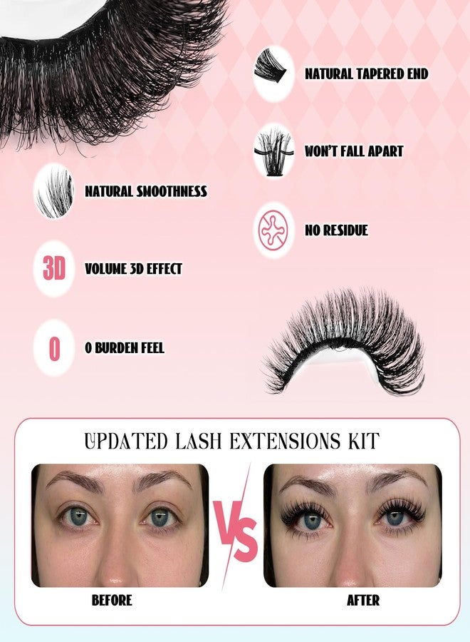 FADVAN 280PCS Cluster Eyelash Extensions with Bottom Lashes 60D+80D Clusters 10-16mm DIY Lash Extension Wispy Volume Eyelash Clusters and Manga Spike Under Lashes for Beginners - Image 4