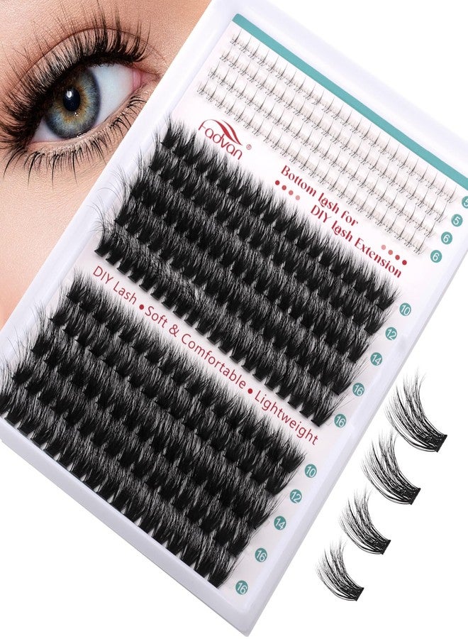 FADVAN 280PCS Cluster Eyelash Extensions with Bottom Lashes 60D+80D Clusters 10-16mm DIY Lash Extension Wispy Volume Eyelash Clusters and Manga Spike Under Lashes for Beginners - Image 1