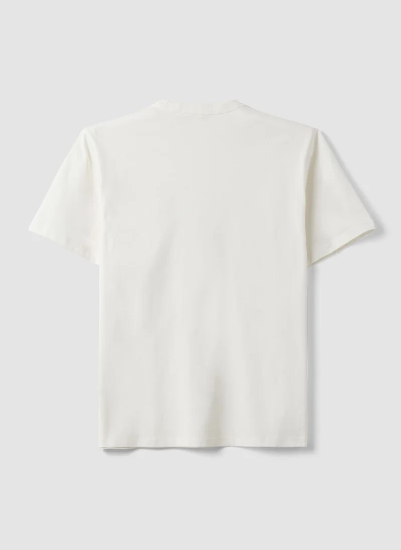 Ovs  OVS White Pure Cotton Crew-Neck T-Shirt, Relaxed Fit for Men | Best Price UAE
