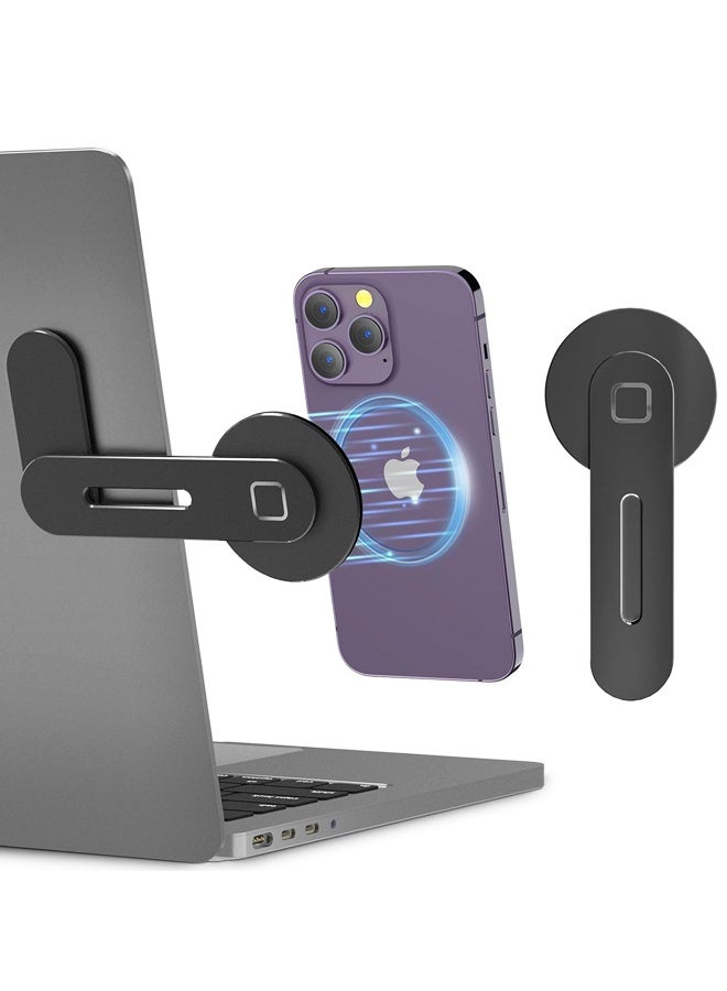 حامل كمبيوتر محمول قابل للطي، حامل هاتف مغناطيسي، متوافق مع جميع هواتف سلسلة MagSafe من iPhone، أسود - Image 1