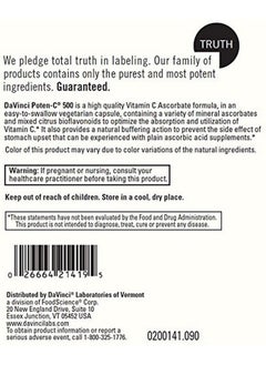 Davinci Labs Potenc 500 Dietary Supplement To Support Immune System Function & Collagen Health* With Vitamin C Calcium Magnesium Potassium And More Vegetarian Glutenfree 90 Tablets  - Image 5