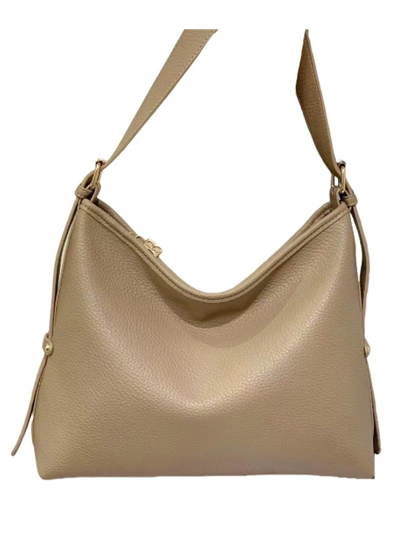 Women Tote Handbag, Ladies Fashion Shoulder Bag Bohos Tote with Large Capacity, Soft Vegan Leather Shoulder Bag Crossbody Bag Handbag Mini Clutch Purse with Adjustable Strap for Girls (1552# Khaki)  - Image 2