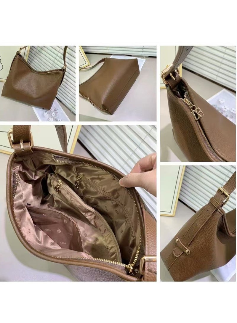 Women Tote Handbag, Ladies Fashion Shoulder Bag Bohos Tote with Large Capacity, Soft Vegan Leather Shoulder Bag Crossbody Bag Handbag Mini Clutch Purse with Adjustable Strap for Girls (1552# Khaki)  - Image 4