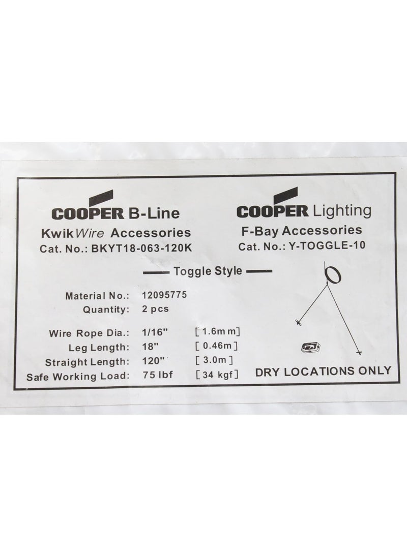 cooper Cooper BLine BKYT18063120K KwikWire Accesory Single  Y Style Toggle Termination  - Image 4