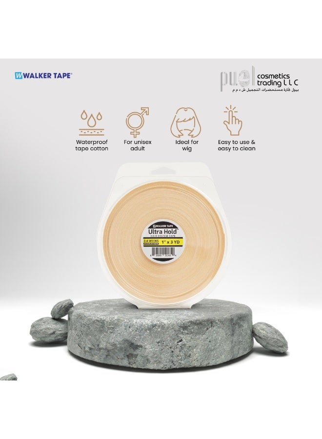 Walker Tape Ultra Hold Tape 1" x 3 Yards – Extra Strong Wig Adhesive Tape Roll for Hair Systems – Long-Lasting Hold up to 4+ Weeks – Maximum Wear Lace Wig Tape – Flexible, Skin Safe Hairpiece Tape – Semi-Dull Finish for Discreet Look – Toupee Bonding Tape for Men & Women - Image 4