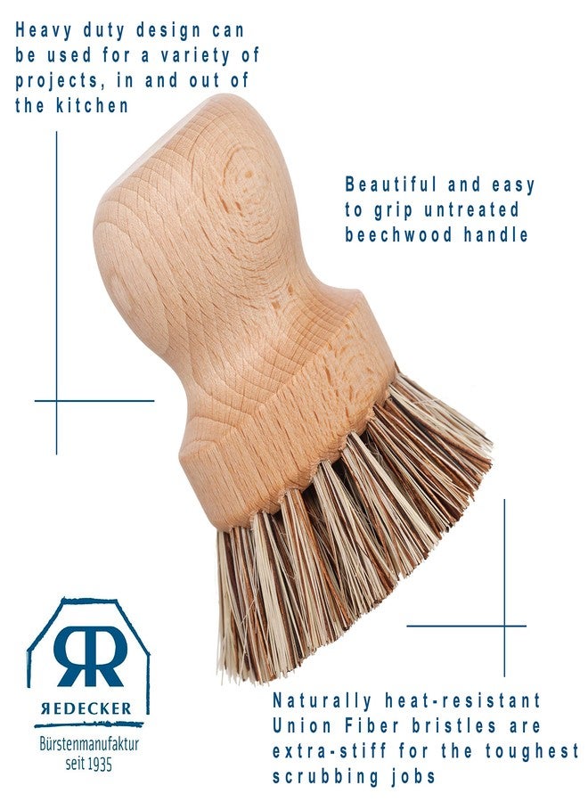 REDECKER Natural Fiber Bristle Pot Brush - Untreated Beechwood Handle - Heat-Resistant Union Fiber Head for Cleaning Pots, Pans and More - 2-1/2 inch Diameter - Set of 2 - Boar Bristle Dish Brush - Image 4