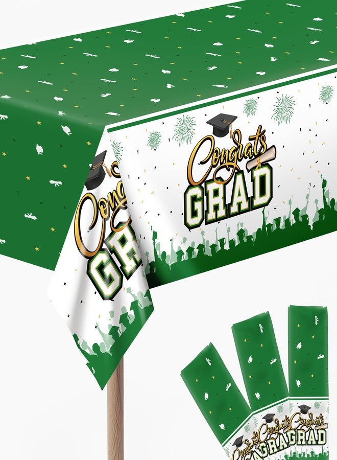 KatchOn Graduation Decorations 2026, Green and White Graduation Tablecloth -108x54 Inch, Pack of 3 | Grad Table Decoration 2026 for 2026 Graduation Table Decorations | Class of 2026 Decorations - Image 1