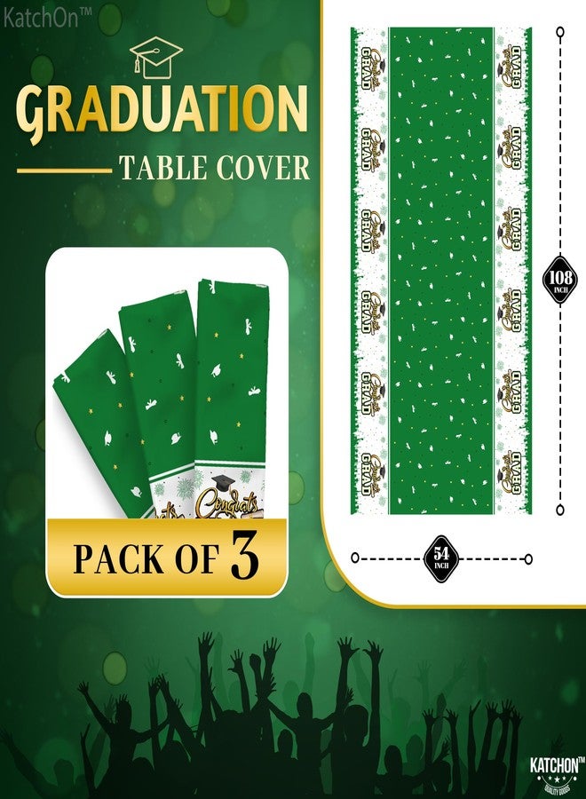 KatchOn Graduation Decorations 2026, Green and White Graduation Tablecloth -108x54 Inch, Pack of 3 | Grad Table Decoration 2026 for 2026 Graduation Table Decorations | Class of 2026 Decorations - Image 2