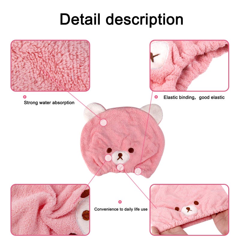Lamoutor 3Pcs Hair Drying Towel for Kids Girls Soft Absorbent Kids Dry Hair Cap Kids Hair Towel Wrap Head Towel Wraps for Kids - Image 4