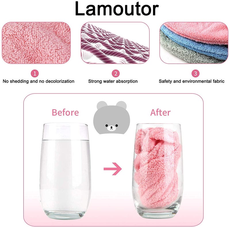 Lamoutor 3Pcs Hair Drying Towel for Kids Girls Soft Absorbent Kids Dry Hair Cap Kids Hair Towel Wrap Head Towel Wraps for Kids - Image 3