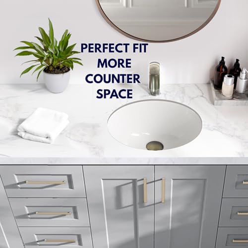 Nantucket Sinks UM-13x10-W 13x10" Oval Ceramic Undermount Vanity Sink – Small Bathroom Sink, Mini Tiny Bowl, Overflow, High Gloss White Vitreous China – Scratch & Stain Resistant, Great Point - Image 5