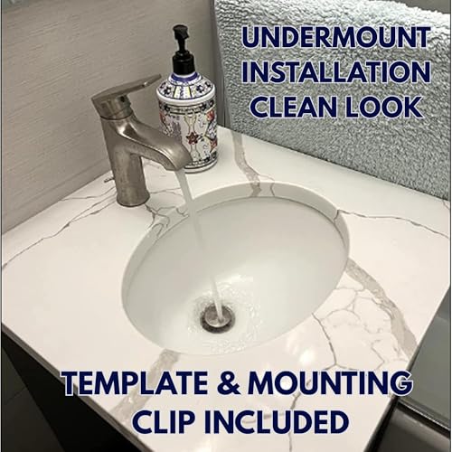 Nantucket Sinks UM-13x10-W 13x10" Oval Ceramic Undermount Vanity Sink – Small Bathroom Sink, Mini Tiny Bowl, Overflow, High Gloss White Vitreous China – Scratch & Stain Resistant, Great Point - Image 3