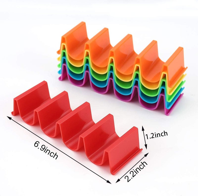 CUISENSE Taco Holder Stand Set of 6, Colorful Taco Holder Plate, Wave Shape Taco Tray, Taco Shell Holder Stand for Party, Hold 4 Tacos Each, Very Hard and Sturdy, Dishwasher Top Rack Safe - Image 2