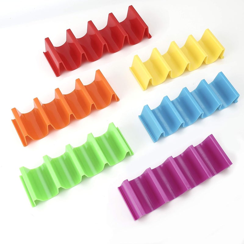 CUISENSE Taco Holder Stand Set of 6, Colorful Taco Holder Plate, Wave Shape Taco Tray, Taco Shell Holder Stand for Party, Hold 4 Tacos Each, Very Hard and Sturdy, Dishwasher Top Rack Safe - Image 3