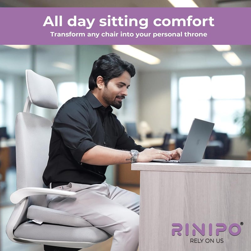RINIPO Seat Cushion for Tailbone Pain Lower Back Pain Relief Coccyx Sciatica Pain Relief Back Support Cushion Ergonomic Memory Foam Mesh Grey - Image 5