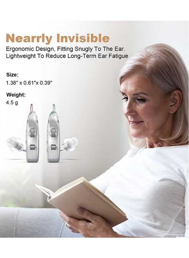 HAVEN Rechargeable Hearing Aids for Seniors & Adults, Noise Cancelling, Contact Charging Box with LED Power Display, In-Ear Amplifier, Latest Digital Chip - Silver - Image 4