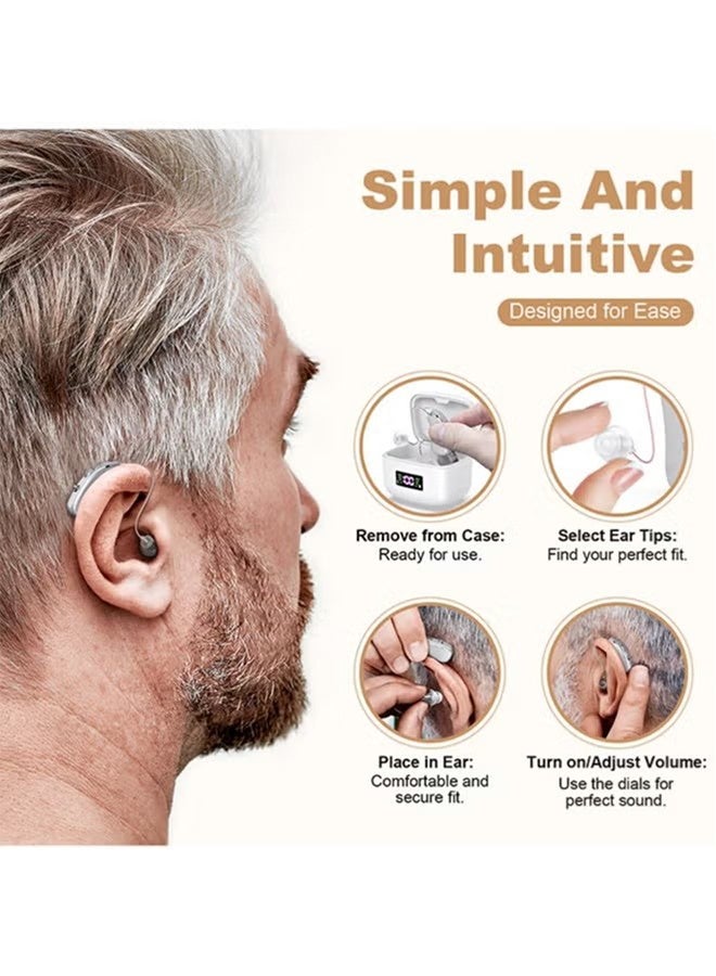 HAVEN Rechargeable Hearing Aids for Seniors & Adults, Noise Cancelling, Contact Charging Box with LED Power Display, In-Ear Amplifier, Latest Digital Chip - Silver - Image 5