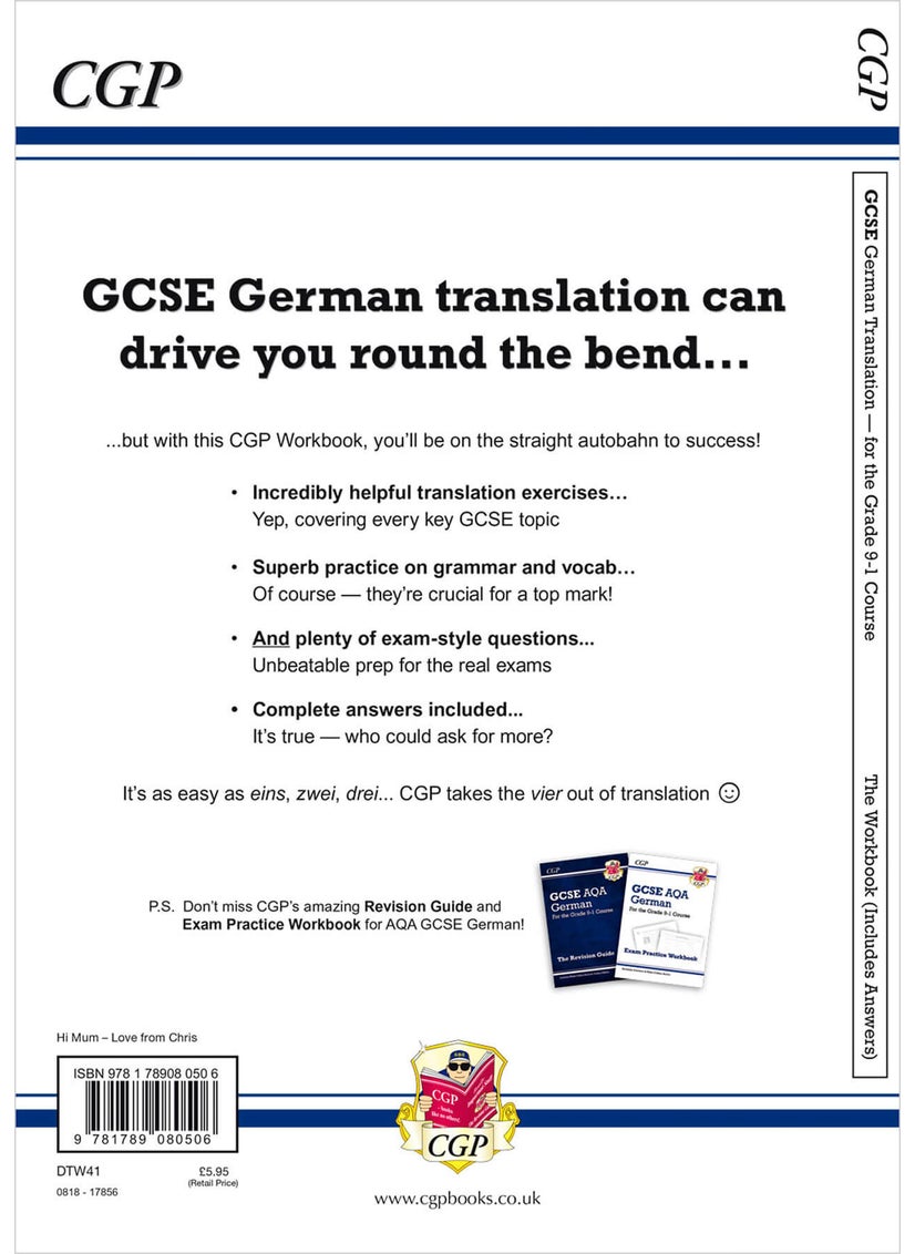 GCSE German Translation Skills Workbook: includes Answers (For exams in 2025)