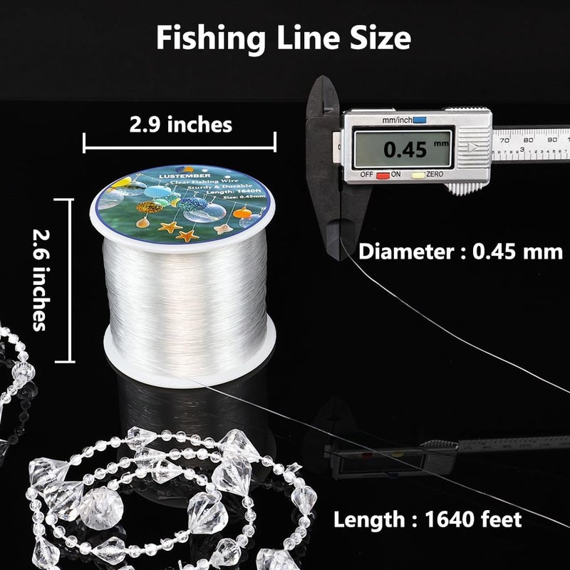 LUSTEMBER Fishing Wire, 1640 ft Clear Fishing Line, Strong Invisible String for Hanging Decorations, Balloons, Crafts, Jewelry Making, Beading, Bracelets and Necklaces - Image 2
