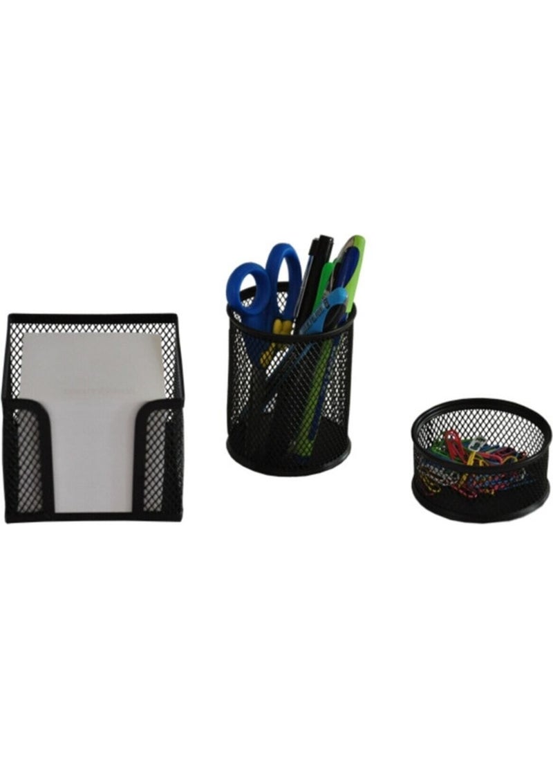 Bafix Black Metal Mesh Table Set 3 Pieces JM-3170 Fx 