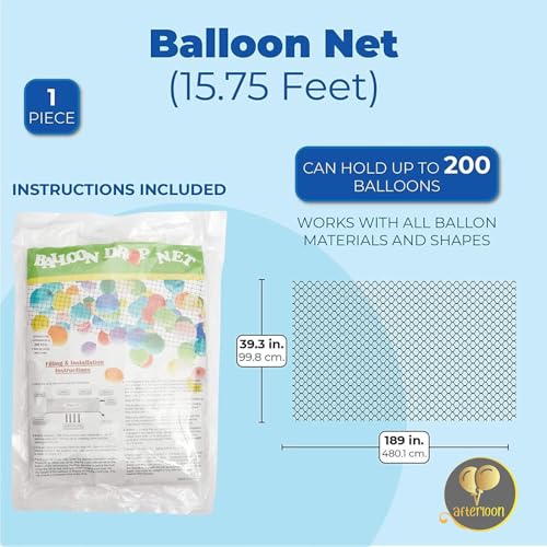 Balloon Red AFTERLOON® 16 ft 200 Balloon Drop Net (Balloons not included)- Easy to Use Balloon Release System for Ceiling Release, Birthday Party, Graduation, New Years Eve - Image 3