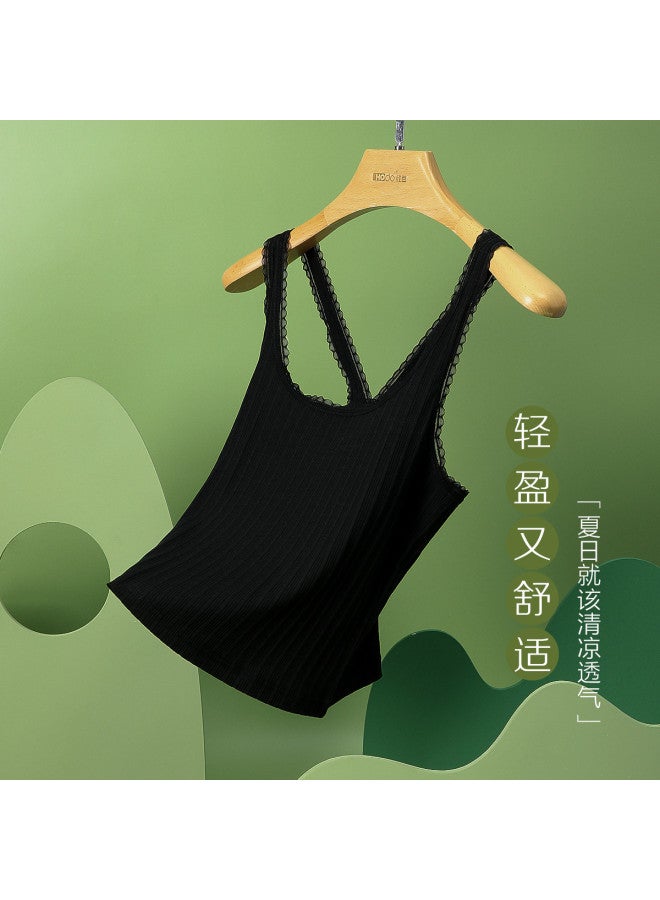 Red Bean Vertical Stripes Slimming Camisole Women'S Short Crop Top, Wearable As Outerwear Or Inner Layer - Image 3