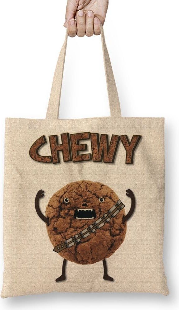 Baskı Dükkanı Print Shop Naked Chocolate Chip Cookie Wookie Cookie Monster Tote Bag with Long Handle