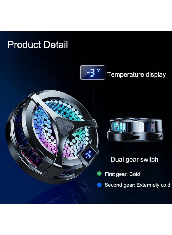 Magnetic Mobile Cooler, Semiconductor Technology Phone Cooler Compatible with iPhone 12/13/14/15, 2 Cooling Modes, LCD Display, RGB Lights, Instant Gaming Fan for Android, iPhone, and iPad – Black - Image 2