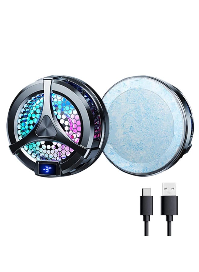 Magnetic Mobile Cooler, Semiconductor Technology Phone Cooler Compatible with iPhone 12/13/14/15, 2 Cooling Modes, LCD Display, RGB Lights, Instant Gaming Fan for Android, iPhone, and iPad – Black - Image 1