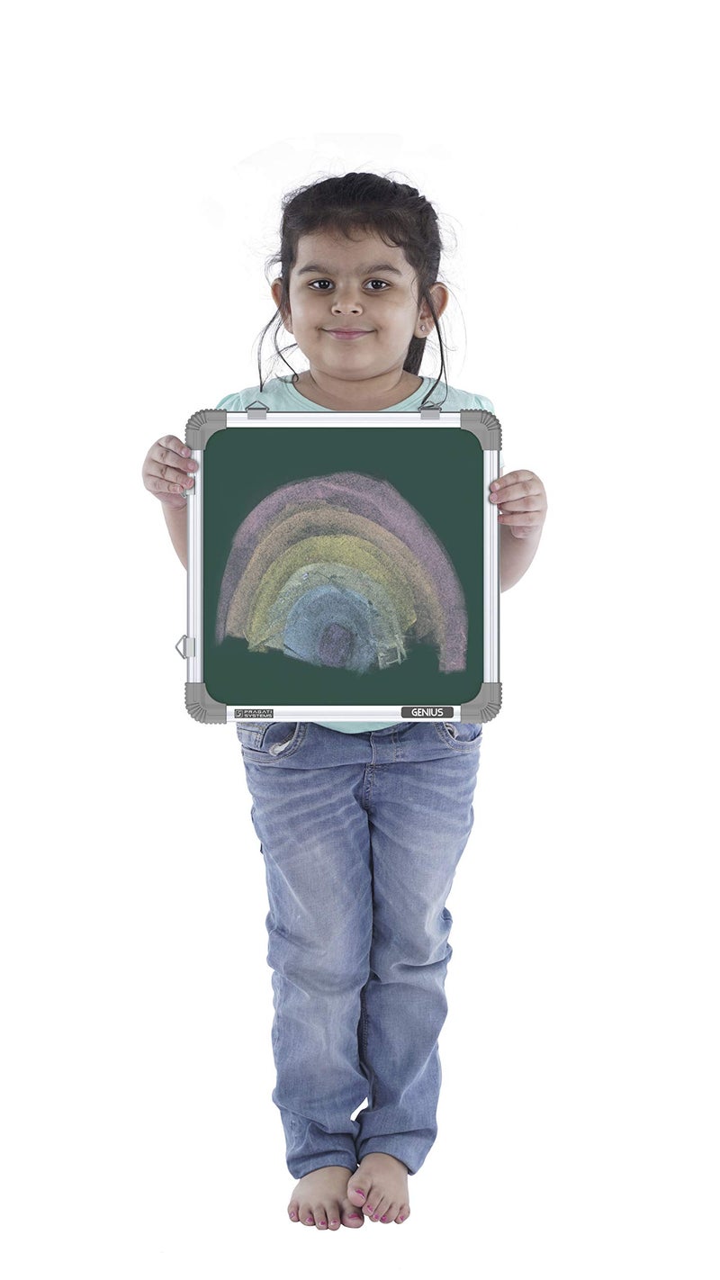 Pragati Systems Genius Melamine (Non-Magnetic) Chalkboard for Kids & Home with Lightweight Aluminium Frame | Portable & Featherlight Chalk Writing Board | Extra Small Size 1x1 Feet (Pack of 1) - Image 3