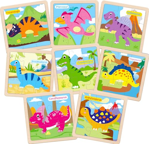 OSBOO Wooden Puzzles for Toddlers 24 9 Pieces Dinosaur Jigsaw Puzzles for Kids Ages 35 Preschool Learning Activities Learning Educational Toys Gifts for Boys Girls - Image 1