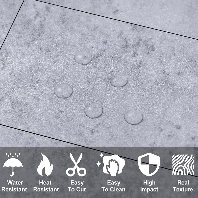 AULIGET 100 Piece Peel and Stick Backsplash Wall Tiles, 3/'' x 6/'' PVC Cement Grey Faux on Tiles for Kitchen, Bathroom, Laundry Room, Camper, Fireplace, 2.95/''x5.9/'', WT0421100A - Image 2