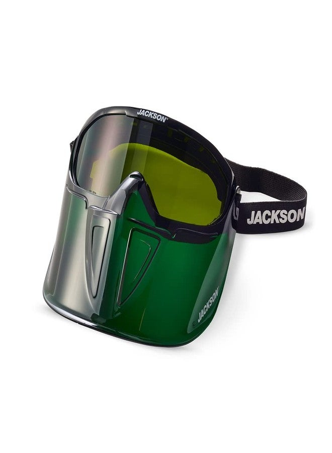 Jackson Safety جاكسون سيفتي 21001 - نظارات أمان - سلسلة جي بي إل 500 المميزة - عدسة مظللة 3 - مضادة للضباب - مع درع وجه قابل للطي - جسم أخضر - Image 1