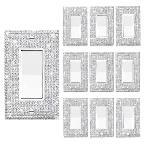 Gaocai 10 Pcs Shiny Silver Rhinestones Outlet Covers Wall Plate Decorative Switch Plates And Outlet Covers Rhinestones Light Switch Cover - Image 1
