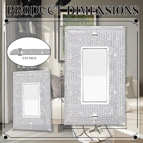 Gaocai 10 Pcs Shiny Silver Rhinestones Outlet Covers Wall Plate Decorative Switch Plates And Outlet Covers Rhinestones Light Switch Cover - Image 3