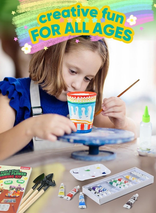RGBDOT Kids Gardening Set Paint and Plant Stoneware Flower Gardening Kit with 4 Pots Arts and Crafts for Kids Ages 8-12 Best Children’s Day Gift for Girls Boys Ages 5 6 7 8 9 10 - Image 3