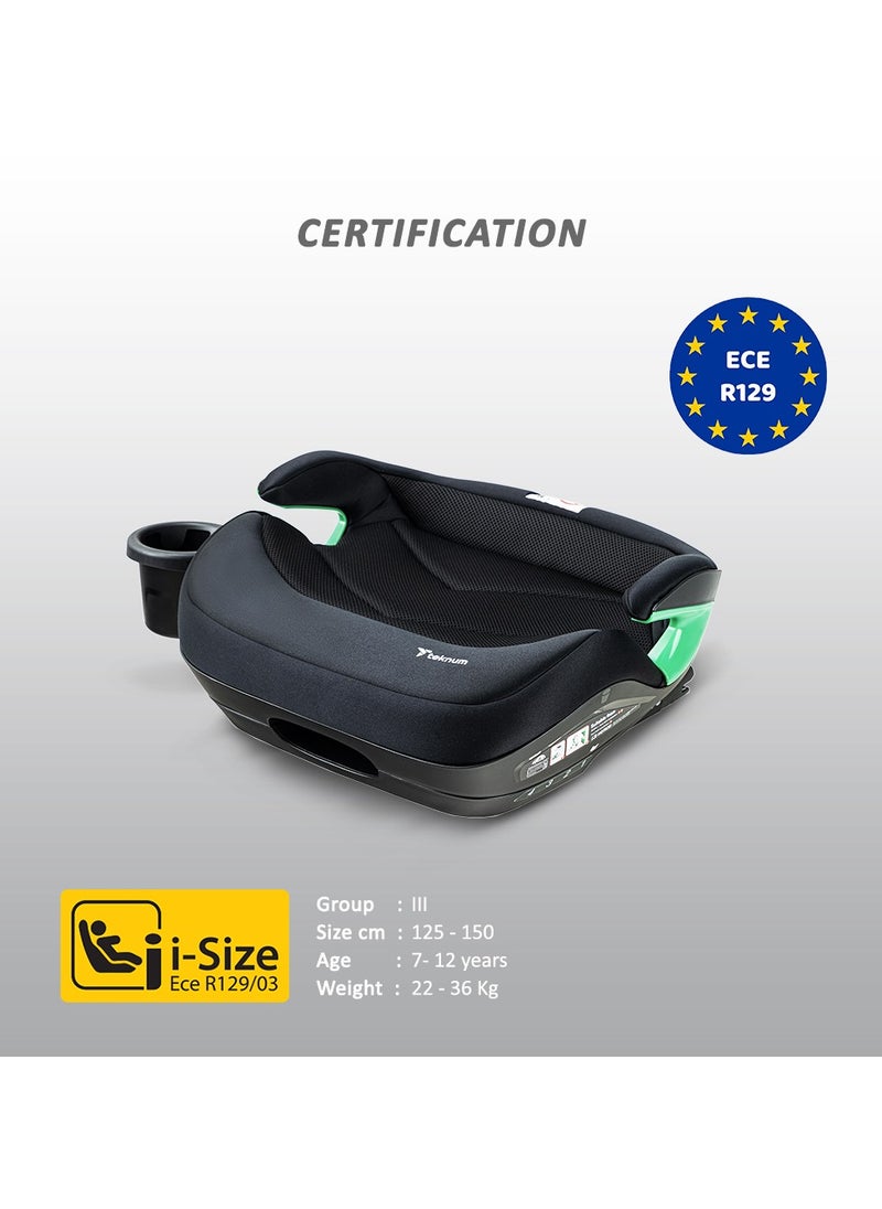 TEKNUM Car Seat I-Size Booster with 4 Reclining Mode & Isofix - Black