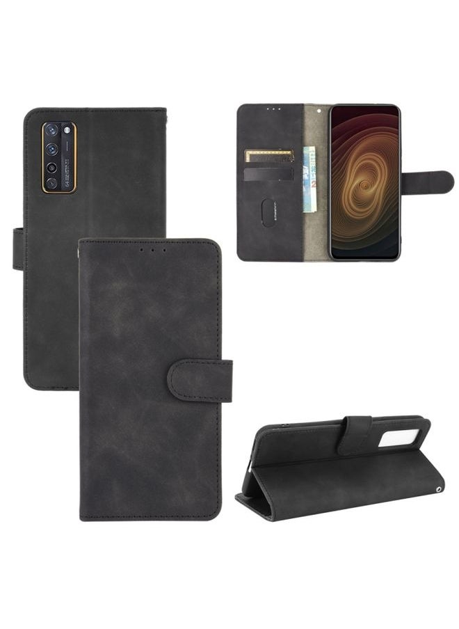HuHa Case Cover For ZTE Axon 20 5G / A20 5G Solid Color Skin Feel Magnetic Buckle Horizontal Flip Calf Texture PU Leather Case with Holder & Card Slots & Wallet(Black) 
