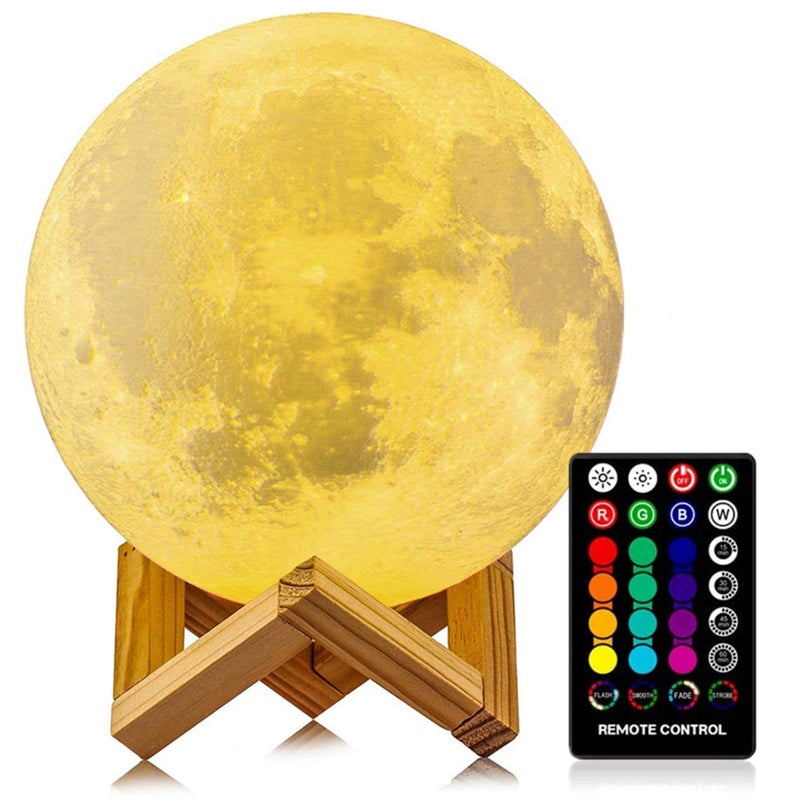 LOGROTATE Moon Lamp 3D Print LED 16 Colors RGB Moon Light Decorative Lights Night Light with RemoteTouch Control and Adjustable Brightness USB Recharge for Kids Lovers Birthday Gifts 598 inch
