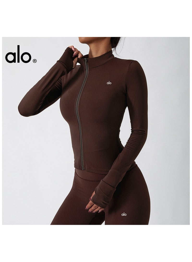 alo ALO Yoga Sport Jacket for Running, Fitness, Training, Long Sleeve, Fast-Drying, Suitable for Autumn/Winter, Tight-Fitting, Workout, Long Sleeve Training Top - Image 1