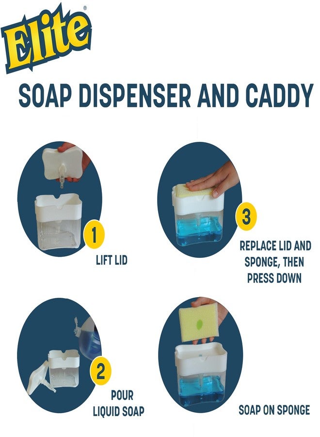 Elite Buddy Dish Soap Dispenser and Sponge Holder for Kitchen Sink Countertop, Includes Made in USA Non Scratch Sponge Scrubber, Black - Image 4
