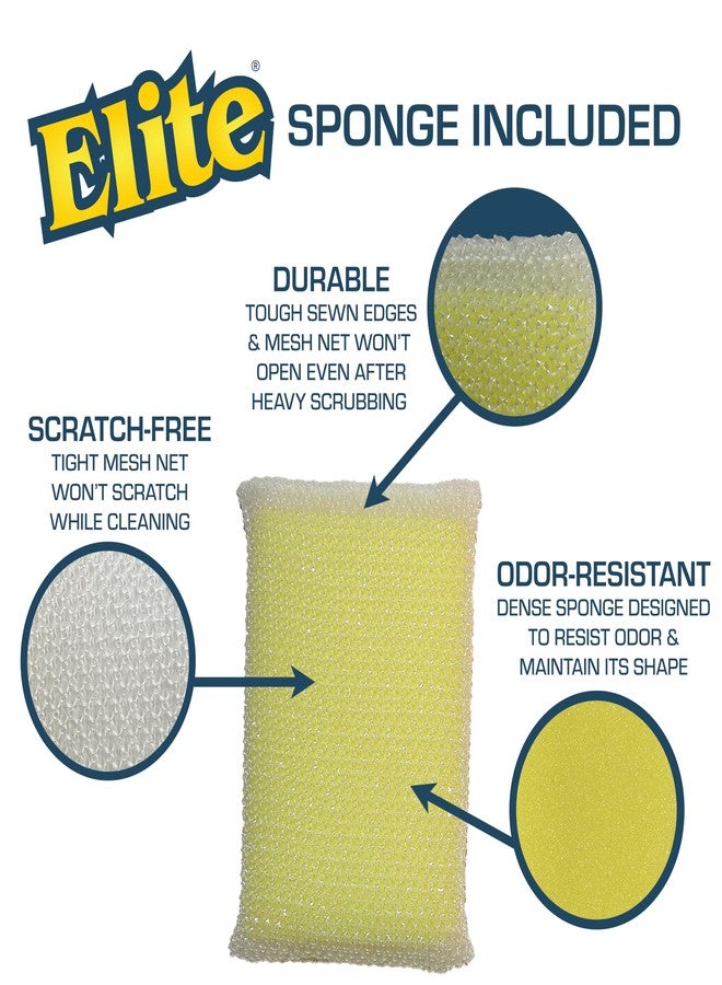 Elite Buddy Dish Soap Dispenser and Sponge Holder for Kitchen Sink Countertop, Includes Made in USA Non Scratch Sponge Scrubber, Black - Image 3